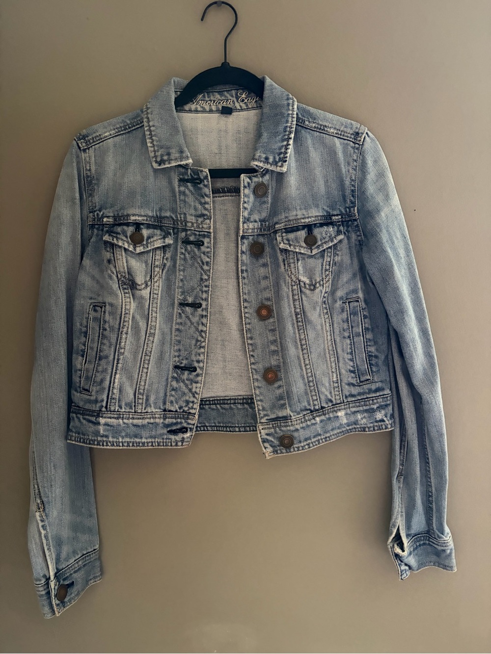 American Eagle VTG Vintage Crop Light Wash Denim Jacket Small Jean Jacket Y2K